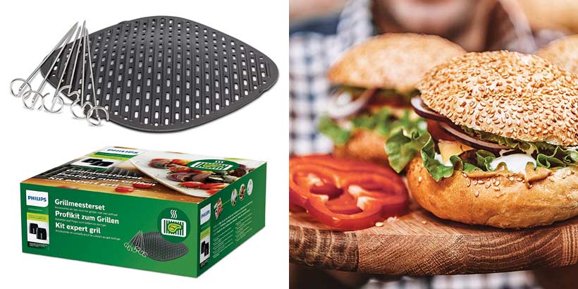 Magazijn fluiten Bitterheid Grillmeesterset HD9951/00 voor Philips Airfryer XXL - Grillplaat en Spiesen