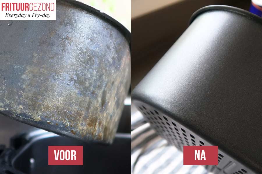 airfryer-mandje-voor-en-na-schoonmaken-vaatwastablet