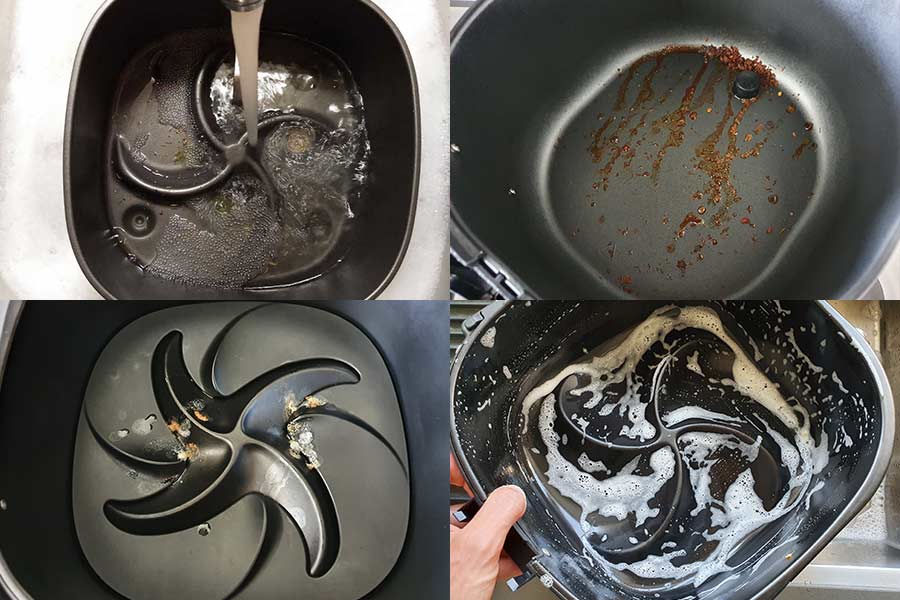 airfryer-pan-opvangbak-schoonmaken-collage